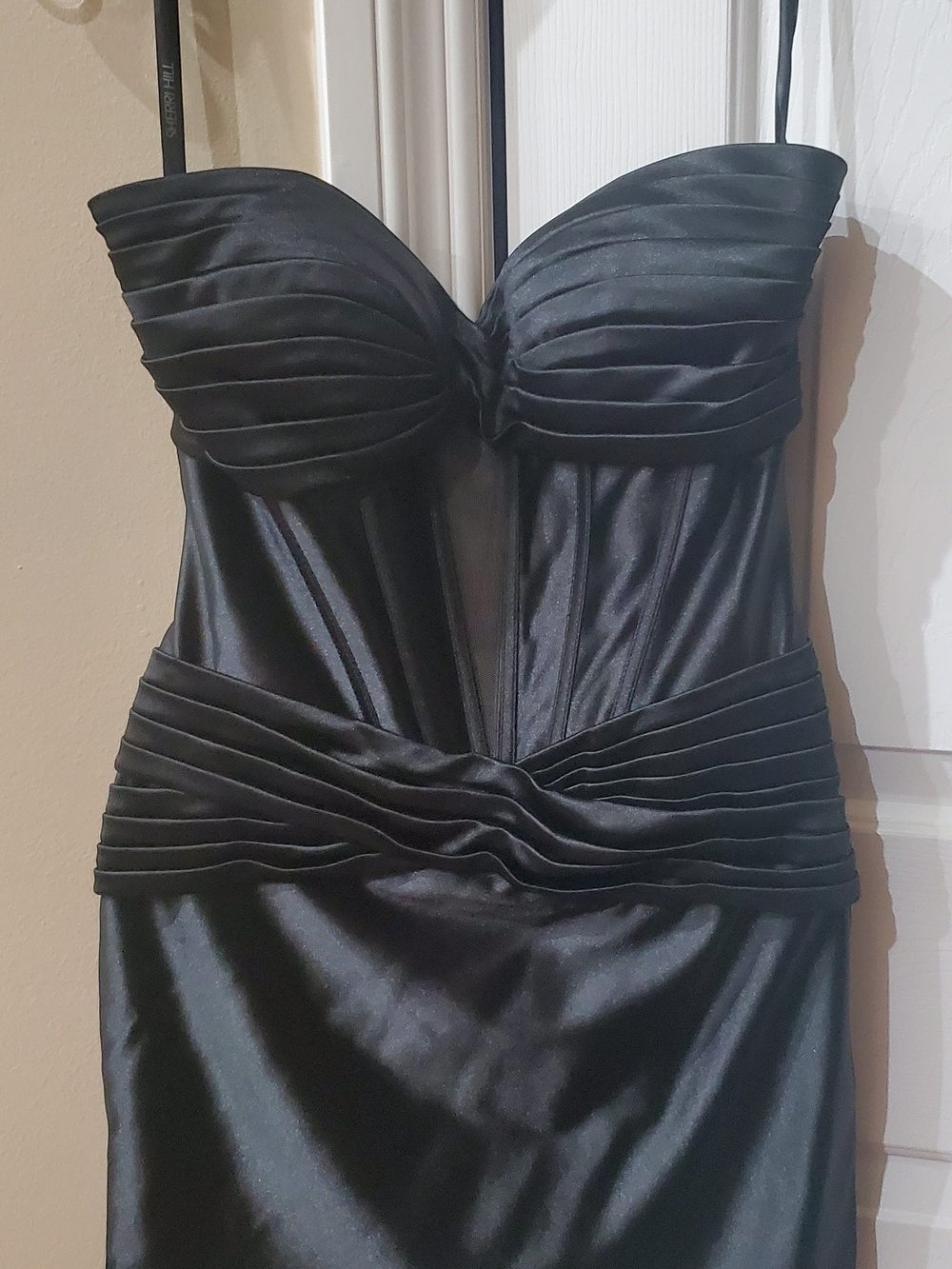 Sherri Hill Black Ruched Bustier Mini Dress Like New